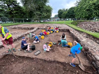 A group of scouts excavating at Moira Demesne