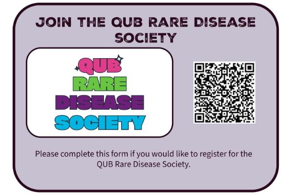 Image of society logo alongside QR code to register